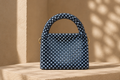 Blue tassle beading handbag with blue pearl detail