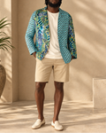 Blue Printed mens blazer
