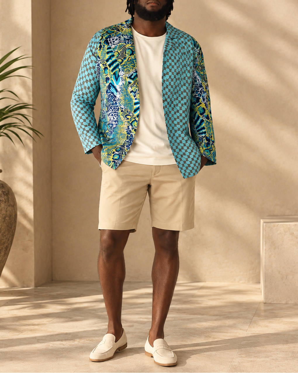 Blue Printed mens blazer