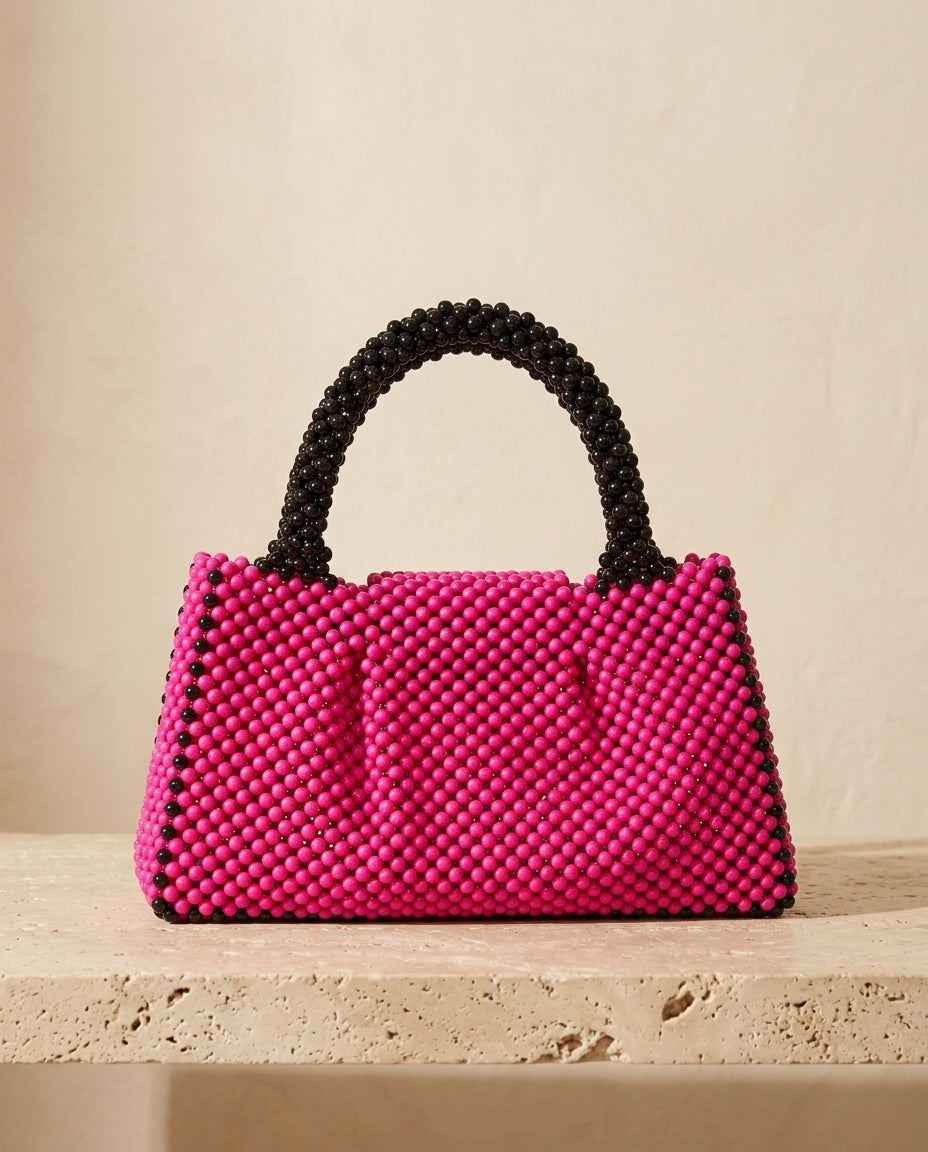 Lizz Pink beaded hand bag