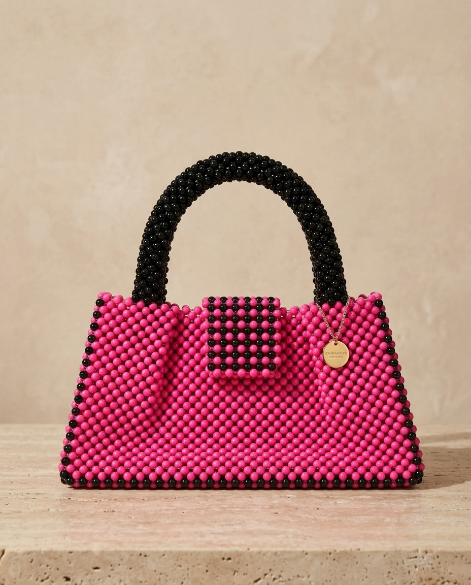 Lizz Pink beaded hand bag